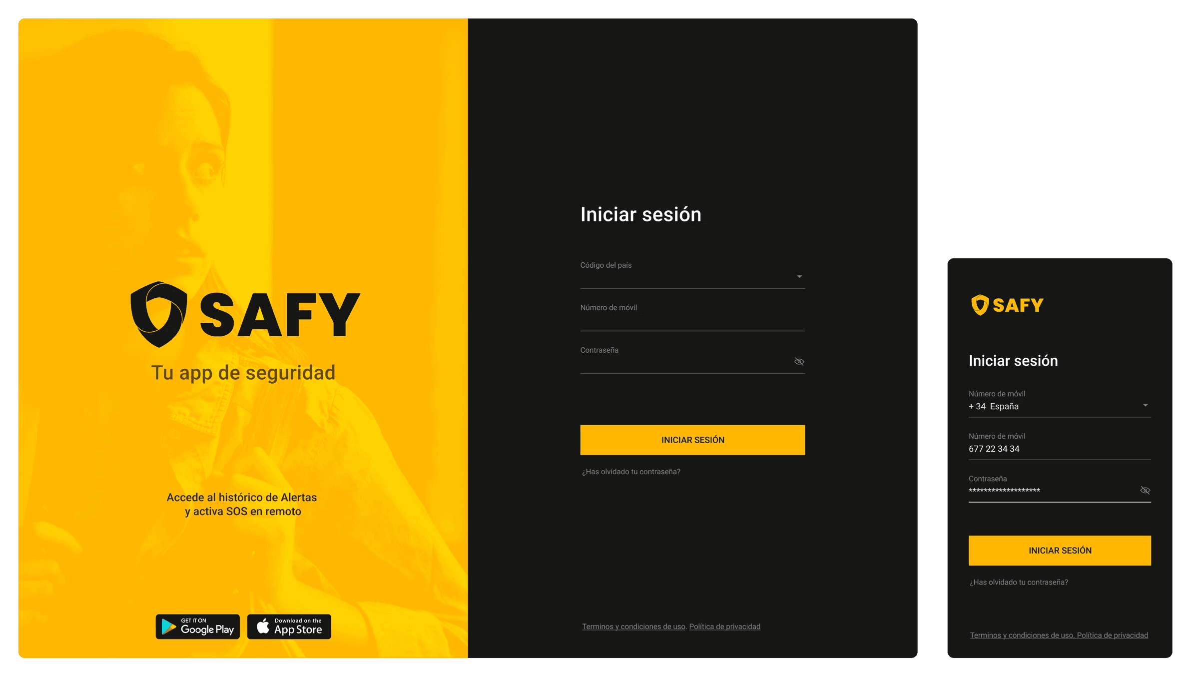 Safy UI kit in dark mode