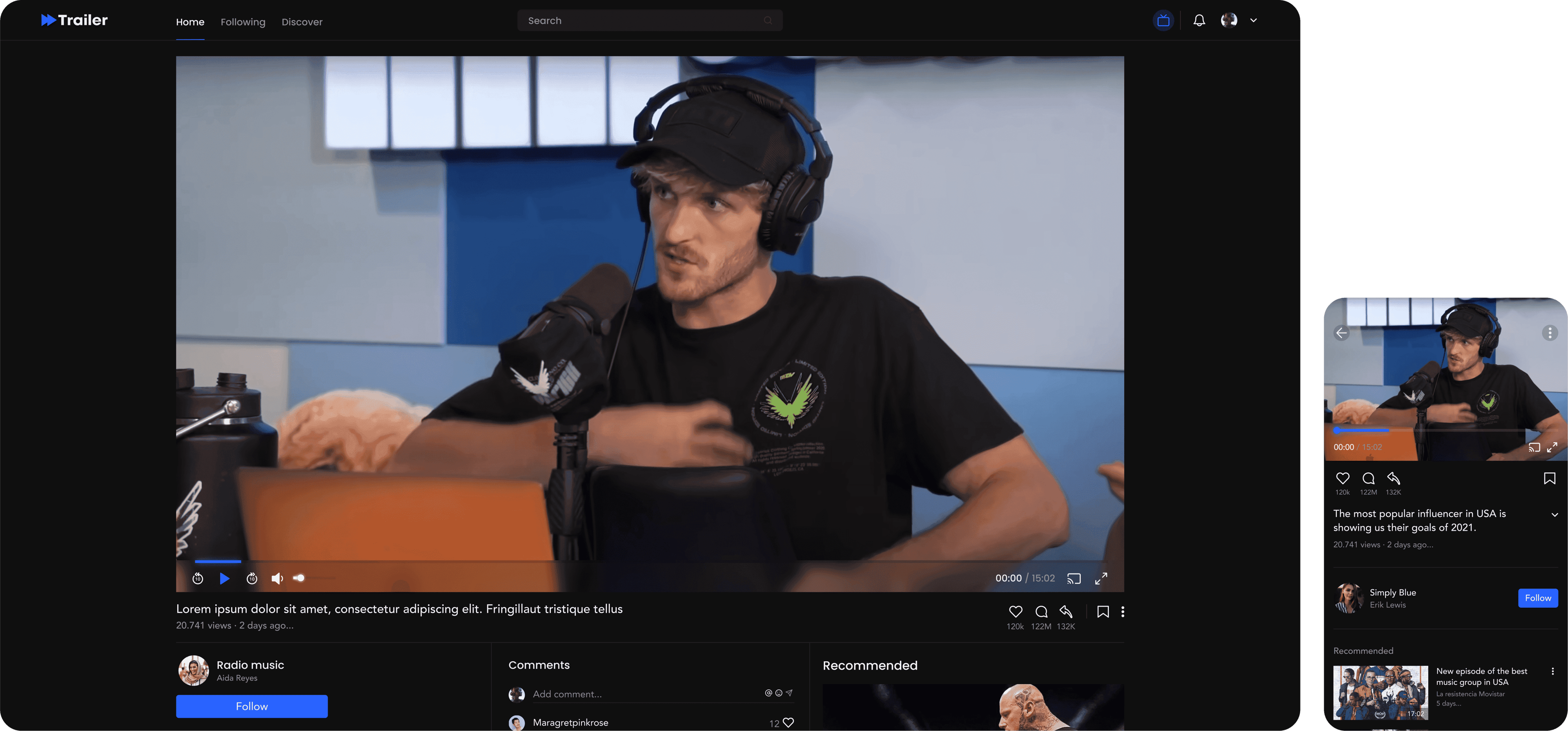 Trailer web screens