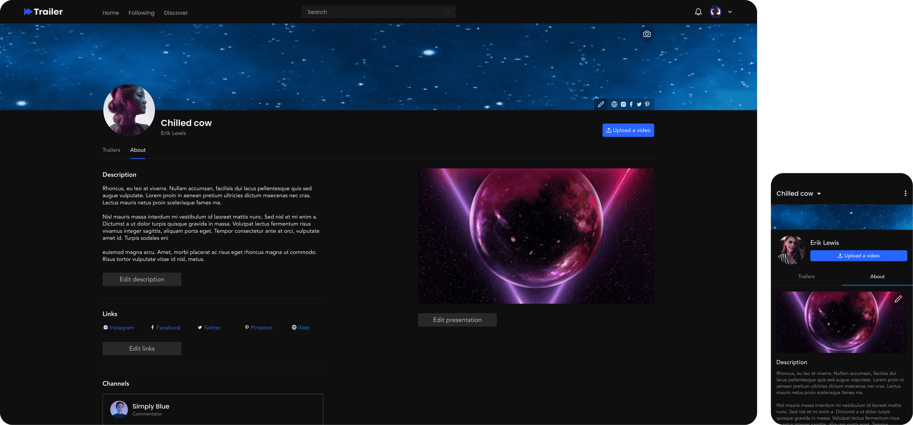 Trailer app screens