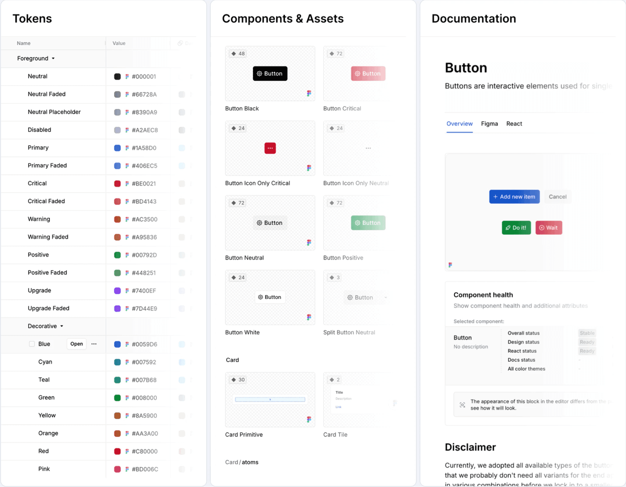 Screenshot of the Supernova design system platform