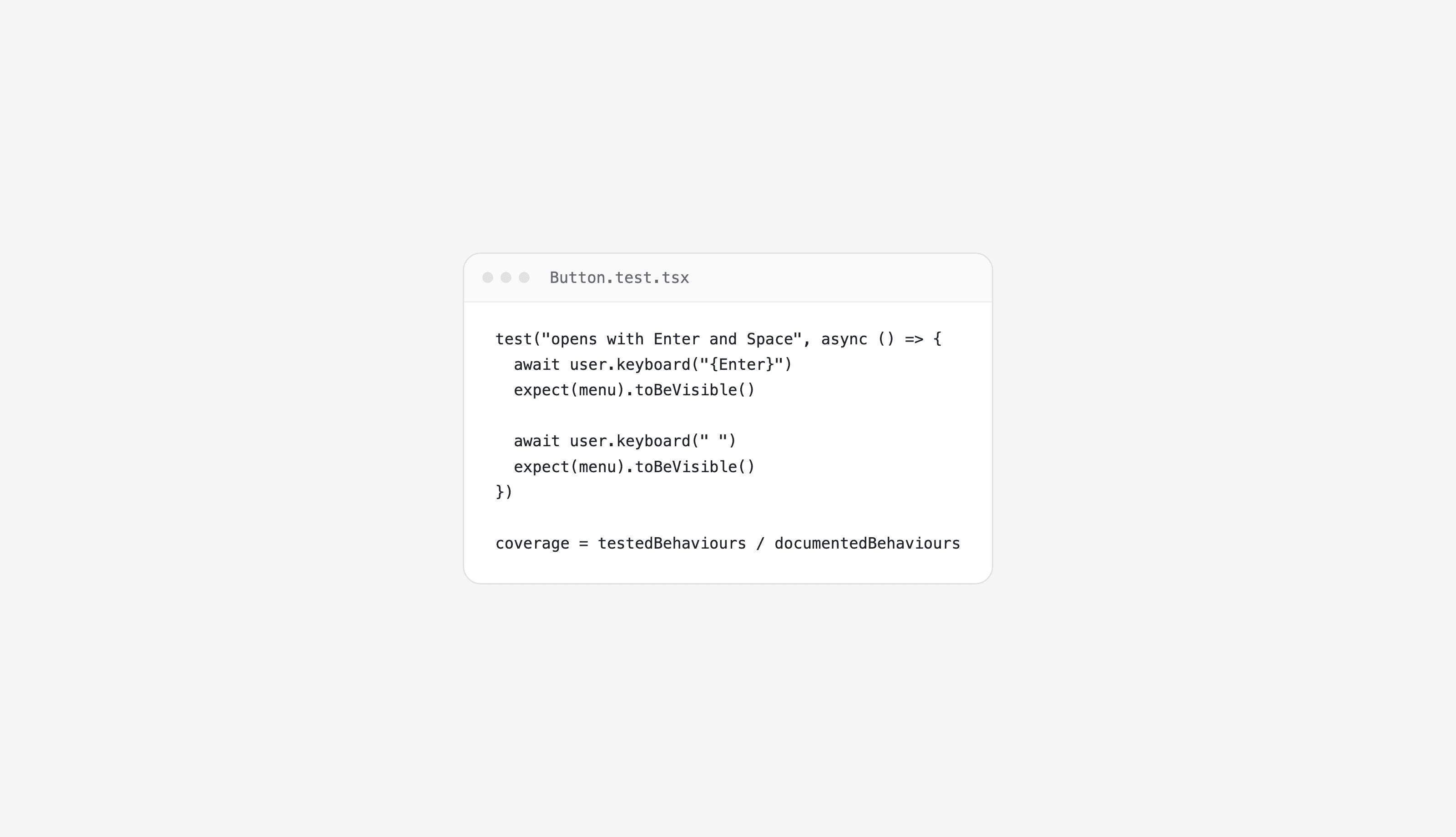 Metric 5: Interaction tests